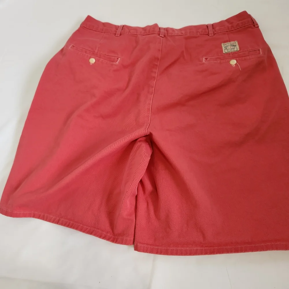 Polo Ralph Lauren Vintage Tyler Shorts Regular Fit Cotton Pleated Red Pink  36